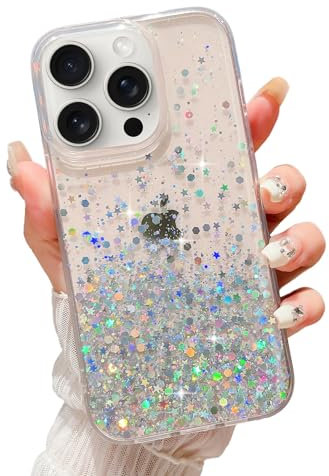 LCHULLE Glitter Case for iPhone 13 Pro Max Bling Sparkle Shockproof Phone Bumper Cute Stylish Cover for Women and Girls Crystal Silicone Slim Case for iPhone 13 Pro Max,Clear