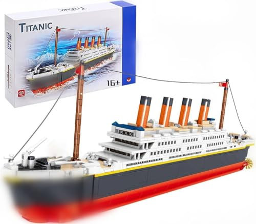 FULHOLPE Technik Titanic Bausteine Bausatz, 1288+ Klemmbausteine Kreuzfahrtschiff Modellbausatz, MOC Technik Cruise Liner Bauset Nicht Kompatibel mit Großen Marken