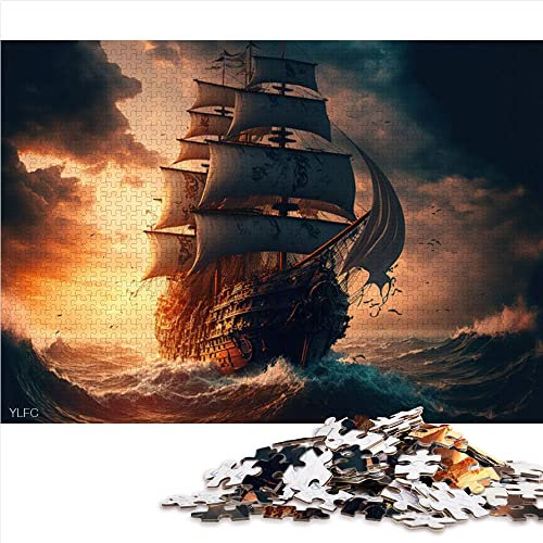 CARGIS Puzzles 1000 Teile für Erwachsene Piratenschiff Puzzle für Erwachsene und Kinder, Karton, Jigsaw, Cartoon, 1000 Stück, 1 Set, 1 Puzzle, 26x38cm, 4+ Jahre