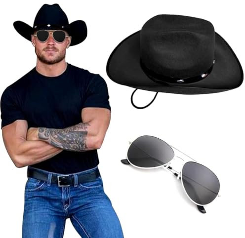 JeVenis Schwarz Westernhut Cowboy Hut Vintage Cosplay Kostüm Maskerade Party Supplies