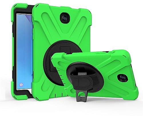 QANXGOG Funda para Samsung Galaxy Tab S2 8.0 Pulgadas 2015 (SM-T710 T715 T713 T719), Carcasa Rugosa con Soporte 360° Giratorio, Correa de Mano/Hombro,Green