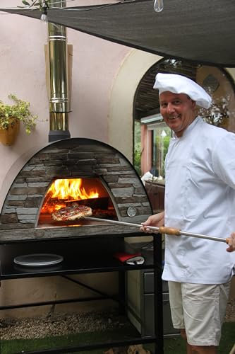 FOUR A BOIS MAXIMUS PRIME ARENA NOIR avec Chariot PARMA - Un four a bois idéal pour une cuisson au feu de bois de Pizza et Pain traditionnel- Four a bois portatil - Four a bois exterieur