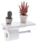 sourcing map Toilet Paper Holder with Marble Shelf, SUS304 Stainless Steel Wall Mounted Toilet Paper Holder Tissue Roll Holder for Bathroom Washroom（Black)(Silver Nickel)