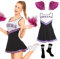 FORMIZON Cheerleader Kostüm, Cheerleader Kostüm Damen Sexy, Cheerleading Uniform Kein mit Pompons und Socken, High School Cheerleader Kostüm für Halloween Verkleidung Karneval (Schwarz, L)