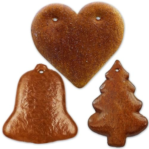 15x Lebkuchen Rohlinge Set Herz Tanne Glocke 12 cm | LEBKUCHEN WELT Essbare Lebkuchen-Rohlinge in verschiedenen Formen – zum Verzieren und Beschriften, DIY-Bastelset
