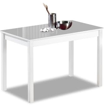 ASTIMESA - Mesa de Cocina con Tapa de Cristal Color Gris - Estructura Burdeos - Ideal para Cocinas Pequeñas y Decoración Minimalista - Práctica para Organizar Espacios - Medidas: 100 cm x 60 cm.