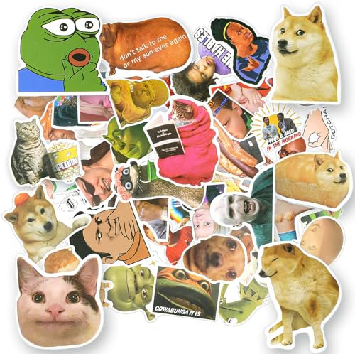 AUAUY 50 Stück Aufkleber, Emoticons Aufkleber, Verschiedene Muster Sticker, Wasserdichte Vinyl Aufkleber für Erwachsene Kinder, Ästhetische Aufkleber für Wasserflasche Laptop Scrapbook Tagebuch