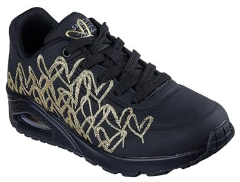 Skechers Damen Low-Top Sneaker UNO GOLDEN Heart, Frauen Sneakers,Laufschuhe,schnürschuhe,atmungsaktiv,Halbschuhe,Schwarz BKGD,41 EU