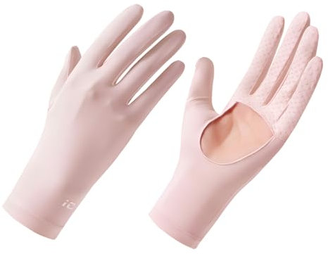 Antcher UV-Schutzhandschuhe für Damen, Eisseide, Sonnenschutz, Vollfinger-Touchscreen, rutschfeste Handschuhe, Wandern, Radfahren, Golf, Fahren, Angeln (Rosa)