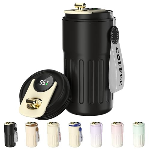 Homealexa Coffee Cup Travel Mugs, Vacuum Insulating Cup 304 Stainless Steel, LED Touch Screen Temperature Gauge, Smart Mug Sealing Bottle 410ml
