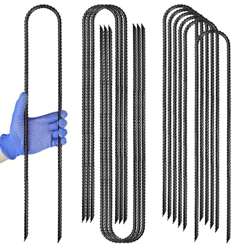 60CM Bodenanker, U-förmige Schwarzer Anti-Rost Stahl Bodenpfähle Zeltheringe Erdanker für Trampolin, Zelten, Vordächern, Camping (8 Stück)