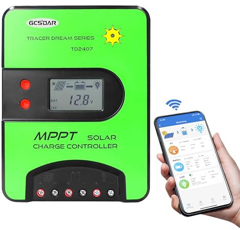 GCSOAR MPPT Laderegler 40A 12V/24V Auto Max PV 100V Eingebauter WiFi Adapter APP Fernbedienung Parameter Einstellbares LCD Display Solarladeregler für Gel versiegelt Flooded Lifepo4 Typ