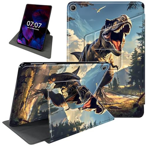 Étui rotatif pour tablette Amazon Kindle Fire HD 10 (13ème génération, version 2023) 10,1, rotation à 360 degrés, en cuir PU, fonction veille/réveil automatique, dinosaure