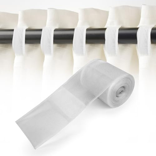 UKOFEW Cinta para Cortinas con Presilla Transparente,Cinta de Cabecera de Cortina,para Cortina de ventana, Puerta Cortina (10 Metros)