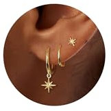 BVLAGIDA 3 Paar Ohrringe für Damen Creolen Zirkonia Ohrstecker 14K Vergoldet Ohrringe Set Conch Tragus Helix Piercings Gold Ohrringe für Mehrere Ohrlöcher