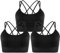 Memoryee Sport BH Damen Große Brüste Push Up Ohne Bügel Kreuz Rücken Rückenfrei Gepolstert Mittlere Unterstützung Crop Top für Yoga Tanz Laufen Radfahren Schwarz*3 XL