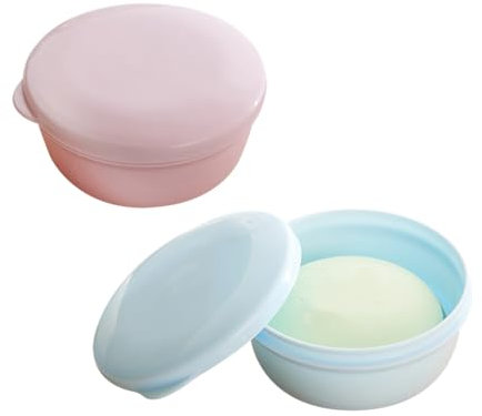 Lot de 2 porte-savon ronds de voyage en plastique avec égouttoirs amovibles et couvercle