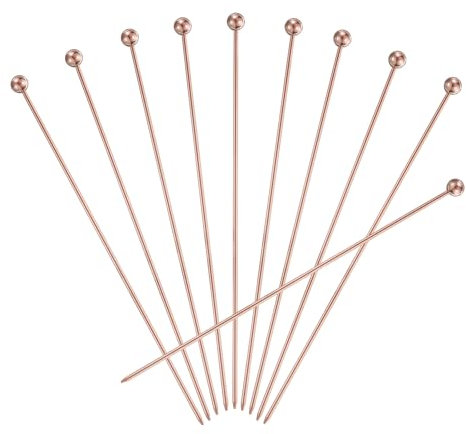 QUARKZMAN 10uds Inoxidable Acero Cóctel Dientes Palillos, 7,9 Pulgadas Metal Cóctel Púas Fruta Palos Reutilizables Largos Martini Picos Cóctel Brochetas, Rosa Oro Bola