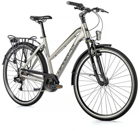 Muskuläres Fahrrad 28 LEADER FOX Ferrara 2023 Damen Silber 8 V Rahmen 16,5 Zoll (Größe Erwachsene 160 bis 168 cm)