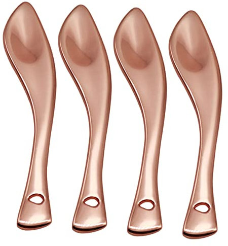 BIUDECO 4pcs Cream Spoons Makeup Applicator for Eye Cream and Lotion Portable Cosmetic Spatulas Rose Gold for Skincare and Beauty Products