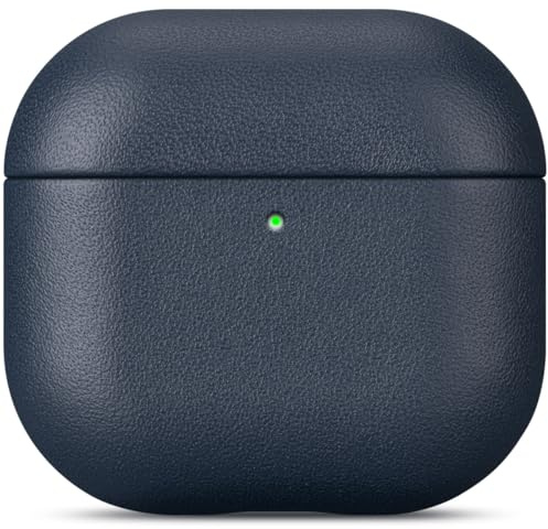 Haobobro [Nappa Series] Leder Hülle für AirPods 4. Generation 2024 - Handgefertigt AirPods 4 Ledercase - Stoßfest AirPods 4 Leather Case - AirPods 4 Schutzhülle Lederhülle - Blau