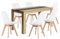 FURNITABLE Juego de 6 sillas de comedor y mesa de comedor rectangular de 140 cm, para salón, cocina, oficina (roble y negro+6 sillas blancas)