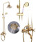 TFIANYNI Duscharmatur Komplettset Gold Duschset Messing, Keramisches Ventil, Air Boost Technologie, Duschgarnitur Mit Regendusche, Handbrause Und Wasserhahn, Langer Schlauch 1.5m