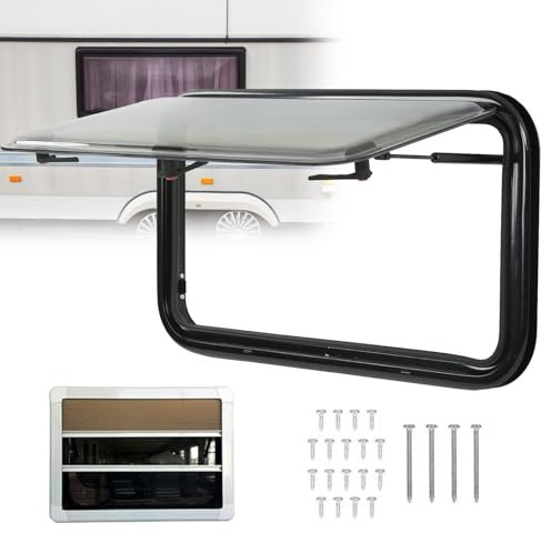 ELIKBH Lanterneau camping car Fenêtre Latérale De Caravane en Verre Acrylique Double Couche Fenêtre Coulissante Teintée avec moustiquaire intégrée Lanterneau camping car