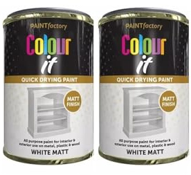 DIOXSTAR White Matt Tin Paint, Matt Finish, Long-Lasting Protection, All Purpose Paint for Interior & Exterior Application, Wood, Metal, Plastic, Fast Drying, 300ml (2 PCS)