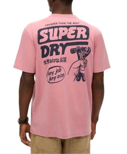 Superdry Herren Locker geschnittenes Trade Tools T-Shirt Mesa Rosé Pink XXXL