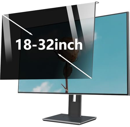 SnamicE Computer Monitor Privacy Screen 18-32 Inch, Removable Anti Blue Light Screen Protector, Hanging Bracket, for Office,18/20in 458x280mm
