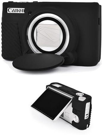 Kameratasche für Canon SX740 HS Kamera Silikonhülle Kompatibel mit für Canon PowerShot SX740/SX730 HS Kamera- Kratzfeste SX740 Abdeckung mit Abnehmbarer Objektivabdeckung, Schwarz (Schwarz)