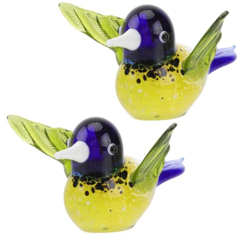 IMIKEYA 2 Stück Glasfiguren, Bunte Glasvogel-Deko, | Kleine Dekorative Vogelfiguren aus Glas für Wohnzimmer, Tisch, Regal, Vitrine und Fensterbank