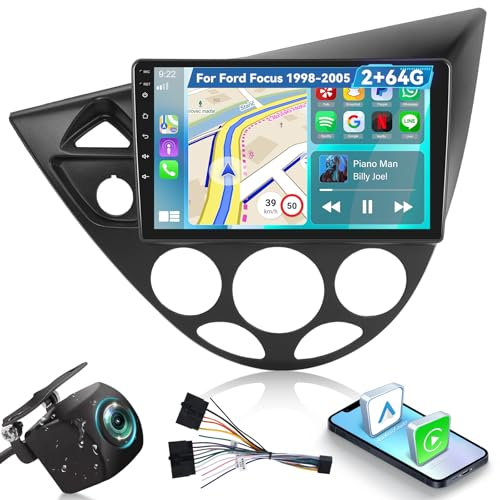 2G+64G Android Radio para Ford Focus 1998-2005 con Wireless Carplay & Android Auto, Radio de Coche con Pantalla Táctil de 9 Pulgadas con Navegación GPS, Bluetooth, FM RDS