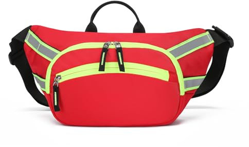 3DTengkit Erste-Hilfe-Bauchtasche für Damen und Herren, Erste-Hilfe-Hüfttasche, leer mit verstellbarem Hüftgurt, für Reisen, Laufen, Wandern, Spazierengehen, Radfahren, Klettern, rot