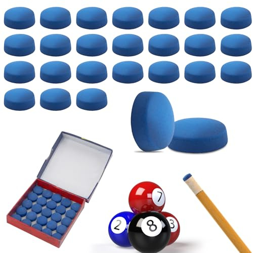 Notoke 50 Stück Billard Queue Spitzen, Billiard Cue Spitze Reparaturset, Leder Queue Tipps Ersatzspitzen, für Billardtisch Queue Spitzen und Snooker Queues, 1.3 × 0.6 cm (Blau)