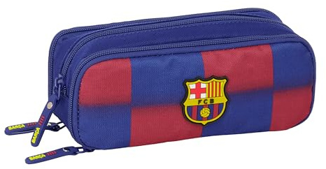 Safta FC Barcelona 1. Team 25/26, dreifach aufklappbares Federmäppchen für Kinder, ideal für Kinder im Schulalter, bequem und vielseitig, Qualität und Widerstandsfähigkeit, 21 x 8 x 8 cm, blau/granate