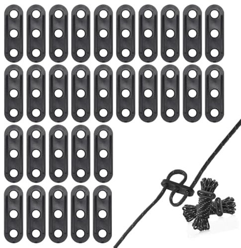ZORVUJI 30 Pièces Tendeur Corde, Tendeur à 3 Trous pour Corde, Boucle en Plastique pour Camping, Activités Extérieures, Accessoires Camping