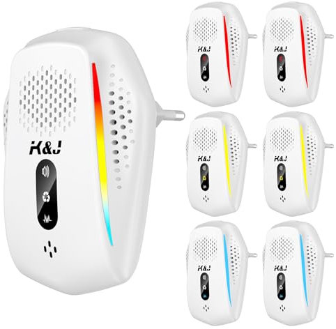 Ultraschall Schädlingsbekämpfer 6 er Pack - Leistungsstarker Mäusevertreiber - 3 Arbeitsmodi - Breites Frequenzspektrum - Ideal für Mäuse,Nagetiere, Eichhörnchen, Spinnen, Plötze(Weiß)