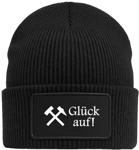 Huuraa Beanie Glück auf! Ruhrpott Geschenk Black Mütze Glück auf! Geschenkidee