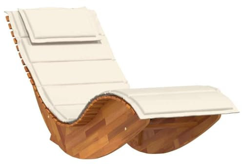 CLALER Gartenliege Holz, Massivholz Akazie, Sonnenliege Holz, Schaukelliege Outdoor, Holzliege for Garden, Patio, Balcony, Garden Sofa, Garden Chair (154 x 60 x 74 cm)
