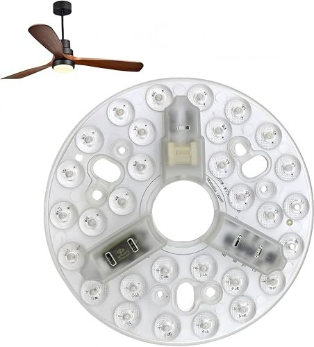 Repuestos de ventiladores de techo，Kit de Luz LED del Ventilador de Techo de 5.3 Pulgadas-Panel de Modernización LED Redondo de 15 W， 3CCT Dimmable，Función de Memoria， 95-265V-Reemplazo del [能源等级 A+]