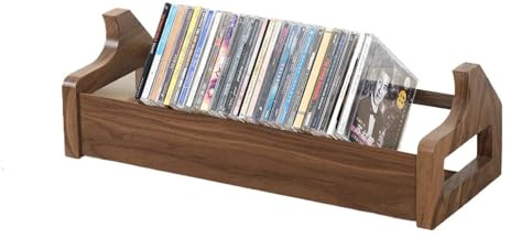 CD-/DVD-Aufbewahrungsregal aus Massivholz, Schreibtisch-Regal für Blu-ray, CD, DVD-Sammlung, stabile Halterung für organisierte Medien-Aufbewahrung, stilvolle Heimdekoration