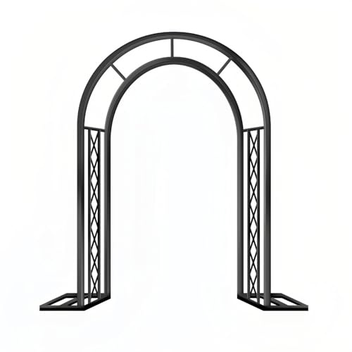 Rosen-Pergola-Bogen aus Metall für Garten, Hochzeitslaube für Kletterpflanzen, Rankgitter im Freien, 260 x 230 cm, schwarzes Design, elegante Dekoration