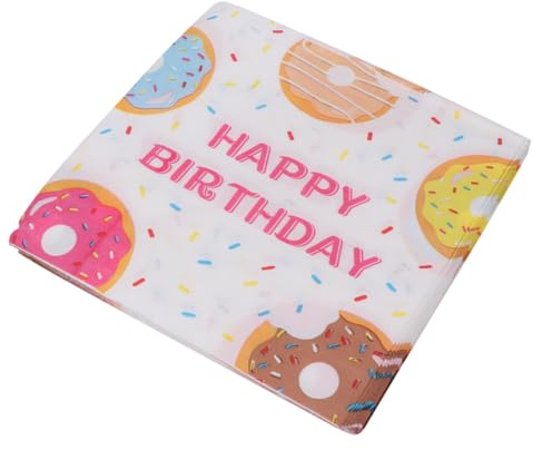 CONGARTENO Geburtstagsservietten mit Niedlichem Donut Motiv Einweg aus Papier 40 Blatt Hygienisch und Flexibel Doppel Lagig Vierfach Gefaltet für Kindergeburtstag und Party