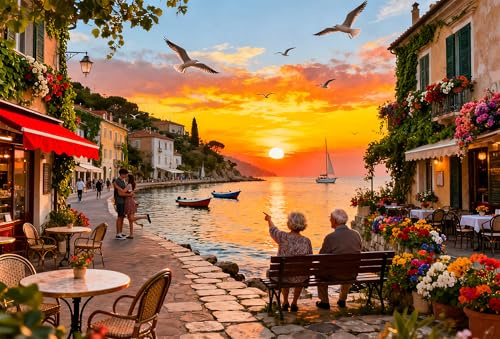 Jigsaw Puzzles for Adults 1000 Pieces -Mediterranean Town Puzzle for Adults - Recycled Paper Jigsaw Puzzle 1000 Pieces - Fun and Challenging Family Game Great Gift Idea, 70 * 50cm