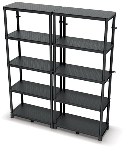 Kistenberg 2X Werkstattregal 74 x 36 x 172,5 cm Pro Regal bis 220kg belastbar, 5 Ablageböden Steckregal Schwerlastregal Lagerregal Regal aus Kunststoff