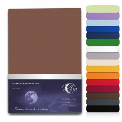 Moon Wasserbett Spannbettlaken XXL Line Silver Übergröße 200x220-220x240 190g/m² Spannbetttuch -Tabak
