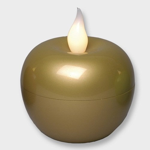 Best Season 066-40 LED-Kerze Apfel Gold 9x8cm Batteriebetrieb