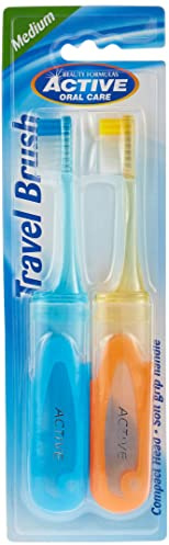 Beauty Formulas Active Oral Care Travel Toothbrush 2-Pieces, Assorted